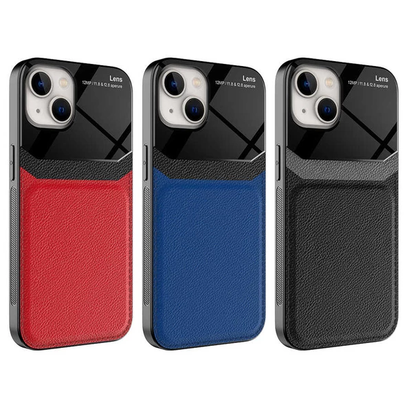 Apple iPhone 13 Kılıf ​Zore Emiks Deri Görünümlü Kılıf - Resim 5