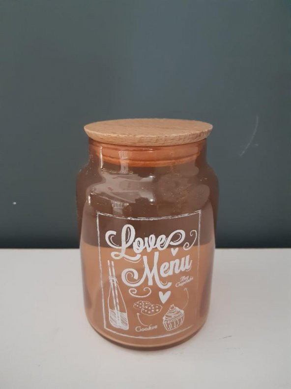 TANTİTONİLOVE MENU DESENLİ ROSE GOLD CAM KAVANOZ 890 ML