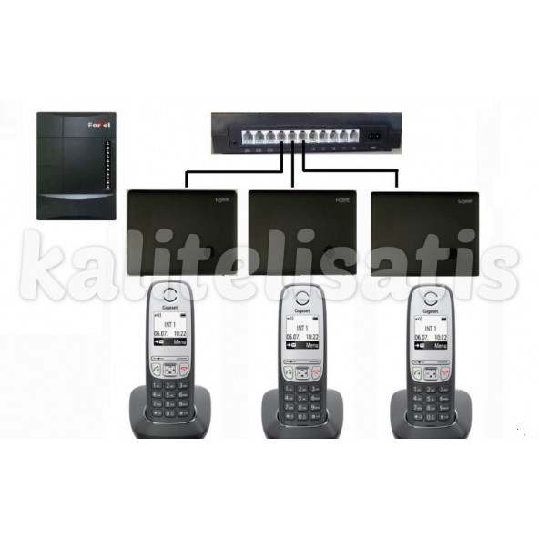 Fortel Z308 3 Harici 3 Dahili Bazlı Gigaset A415 Kablosuz Telefon Santrali