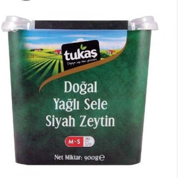 Tukaş Yağlı Sele 900 gr M-S 261-320 Siyah Zeytin