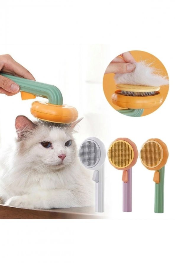 Kedi Köpek Tüy Toplayıcı Yeni Nesil Tuşlu Evcil Hayvan Tarağı Otomatik Temizlenen Fırça Tüy Toplama - 7