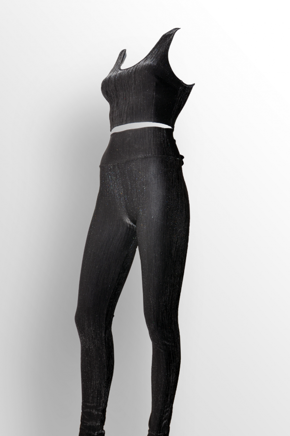 Ergü Kadın Siyah Jakarlı Arkası Dekolte Fiyonk Detaylı Pantolon Kalın Askılı Crop Takım Elbise Ergü1513-1 - 6