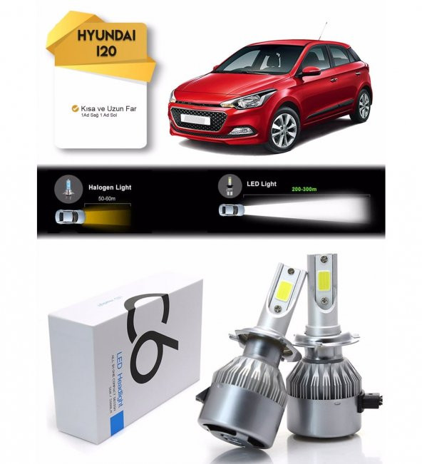 Hyundai İ20 Uzun Far Kısa Far Led Xenon Şimşek Etkili