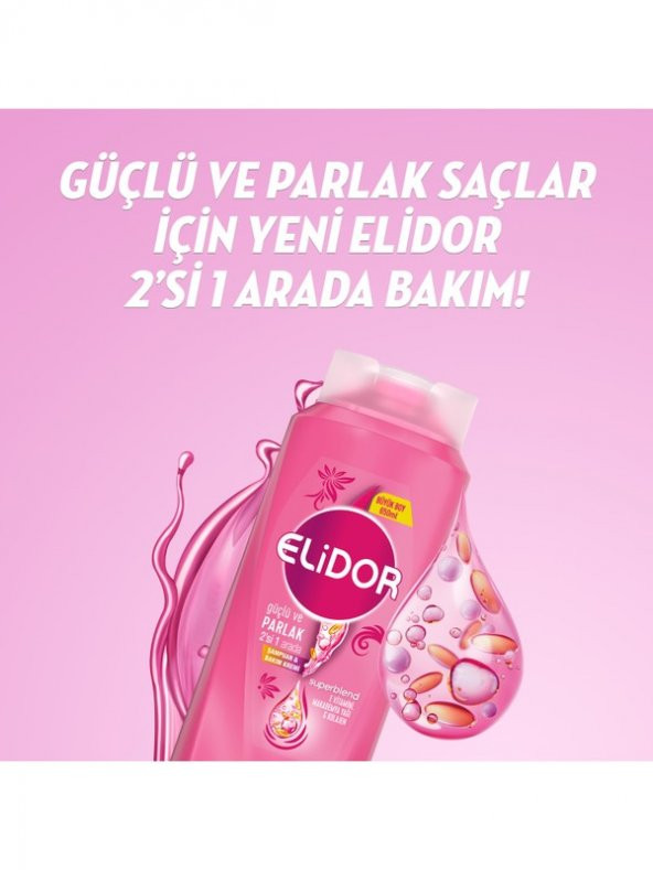 Elidor Superblend 2si 1 Arada Şampuan ve Saç Bakım Kremi Güçlü ve Parlak Saçlar Vitamin E Macamadia Yağı Keratin 650 ML - Resim 3
