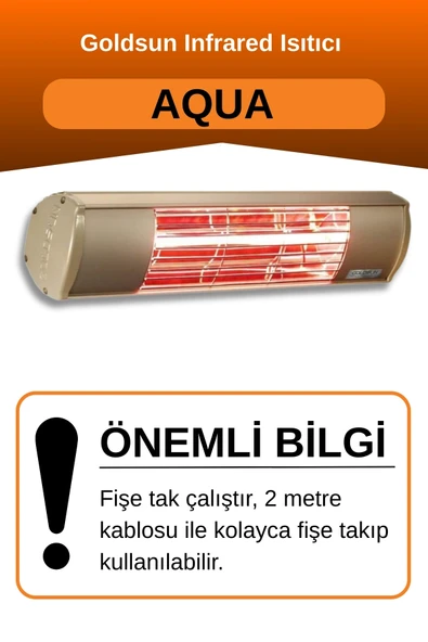 Goldsun Aqua 1500 Watt GSA15 Kumandasız Suya Dayanıklı Elektrikli İnfrared Isıtıcı-Bej - Resim 2
