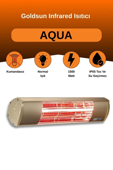 Goldsun Aqua 1500 Watt GSA15 Kumandasız Suya Dayanıklı Elektrikli İnfrared Isıtıcı-Bej ürün görseli