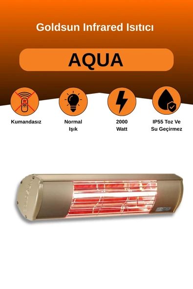 Goldsun Aqua 2000 Watt GSA20 Kumandasız Suya Dayanıklı Elektrikli İnfrared Isıtıcı-Bej ürün görseli