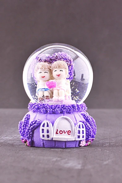 Sevgiliye Aşkımsın Temalı Mini Boy Lila Kar Küresi 6,5 cm Boy