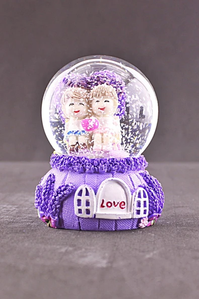 Sevgiliye Aşkımsın Temalı Mini Boy Lila Kar Küresi 6,5 cm Boy - 3