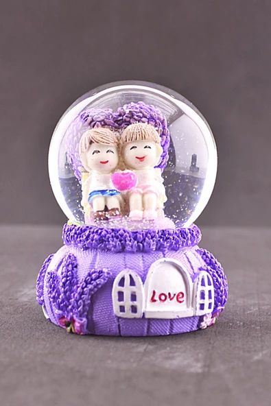 Sevgiliye Aşkımsın Temalı Mini Boy Lila Kar Küresi 6,5 cm Boy - 4