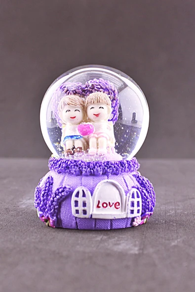 Sevgiliye Aşkımsın Temalı Mini Boy Lila Kar Küresi 6,5 cm Boy - 2