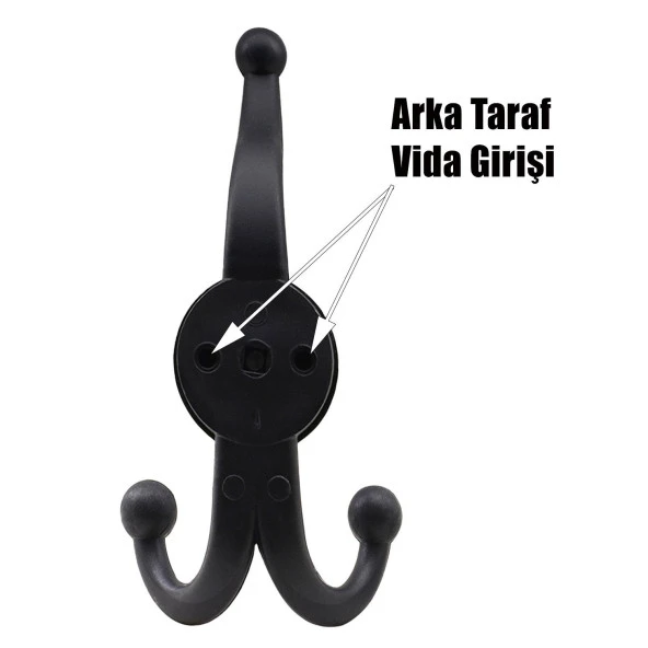 Karataş Askılık Portmanto Vestiyer Banyo Dolap Elbise Askısı Sert Plastik Siyah - 3