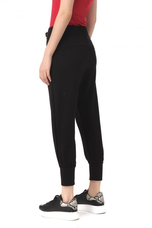 Kadın Beli ve Paçası Lastikli Eşofman Altı Rahat Spor Pantolon - 6
