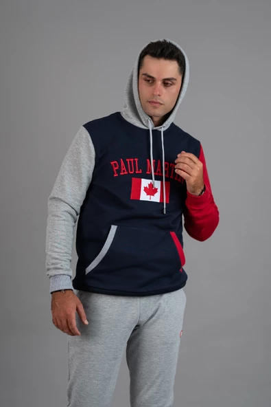 PAUL MARTİN 3 İPLİK KAPŞONLU CEPLİ SWEATSHİRT - 4