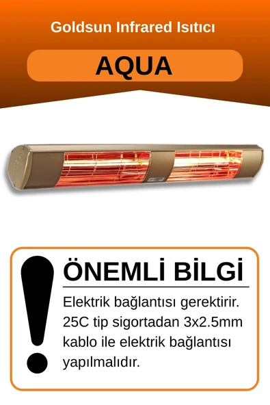 Goldsun Aqua 3000 Watt GSA30 Kumandasız Suya Dayanıklı Elektrikli İnfrared Isıtıcı-Bej - Resim 2