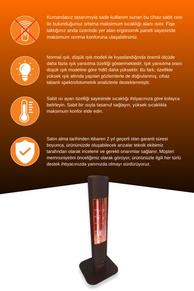 Goldsun Aqua Mobil 700 Watt GSA07VP Isısı Ayarlanabilir Elektrikli İnfrared Isıtıcı-Siyah - Resim 3