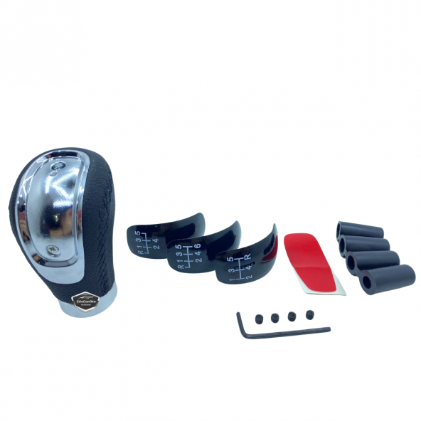 Üniversal Siyah Dikişli Deri Spor Görünümlü Vites Topuzu Değişen Kapaklı Aparatlı Manuel Vites Kolu - 2