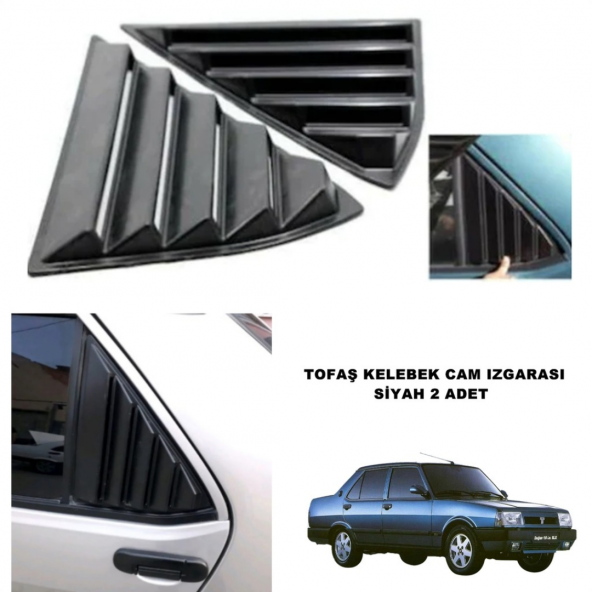 Tofaş Şahin Doğan Kartal Kelebek Cam Izgarası Kelebek Cam Vizörü Havalandırma Sağ Sol Takım Mat Siyah 2 Adet - 5