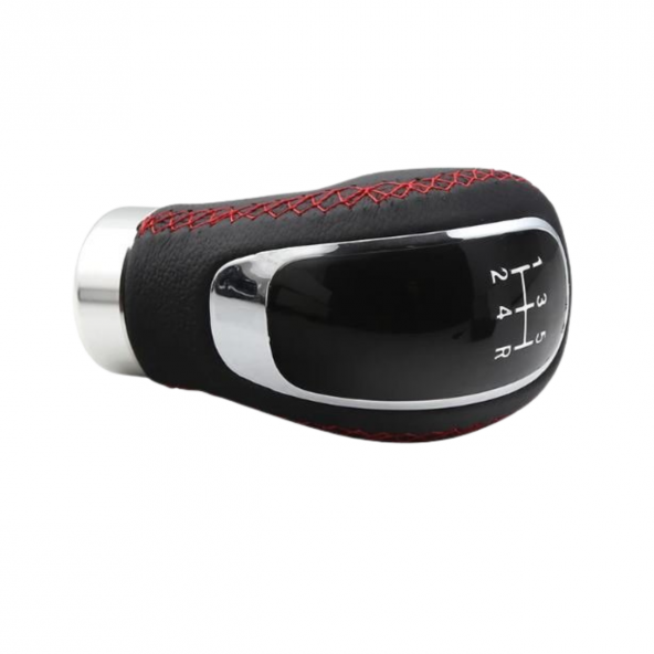 Üniversal Kırmızı Dikişli Deri Spor Görünümlü Vites Topuzu Değişen Kapaklı Aparatlı Manuel Vites Kolu - 6