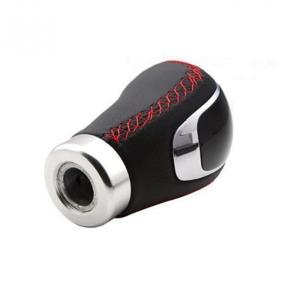 Üniversal Kırmızı Dikişli Deri Spor Görünümlü Vites Topuzu Değişen Kapaklı Aparatlı Manuel Vites Kolu - 7