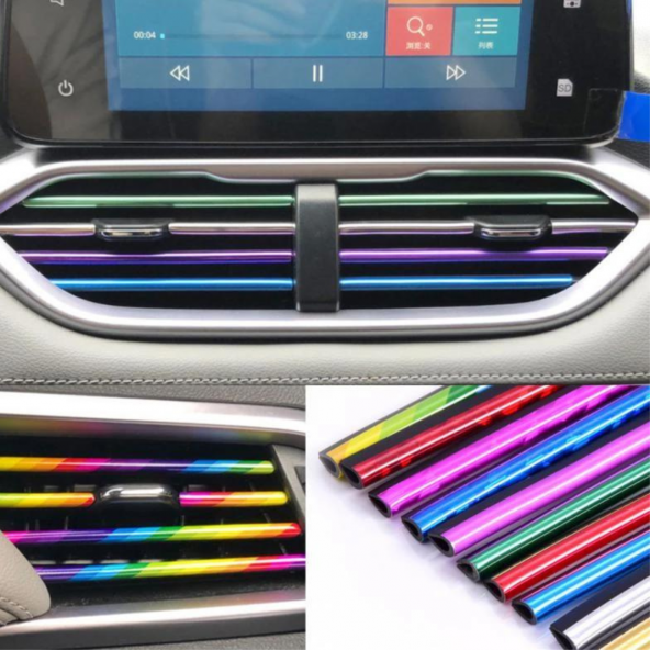 Araç İçi Klima Havalandırma Izgarası Dekoratif Şerit Trim Seti Karbon - 7