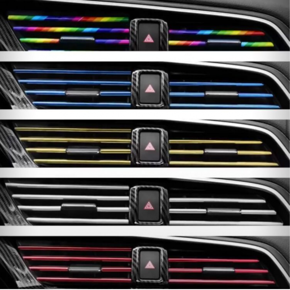 Araç İçi Klima Havalandırma Izgarası Dekoratif Şerit Trim Seti Karbon - 9