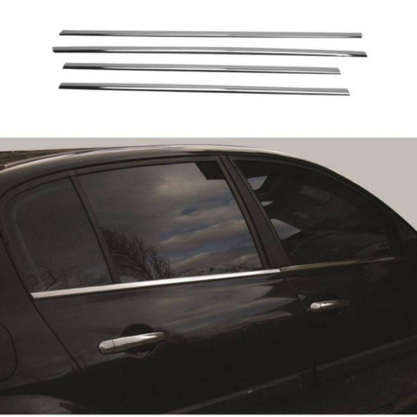Renault Megane 2 Sedan 2004-2010 Krom Cam Çıtası 4 Kapı 4 Parça Paslanmaz Çelik - 4