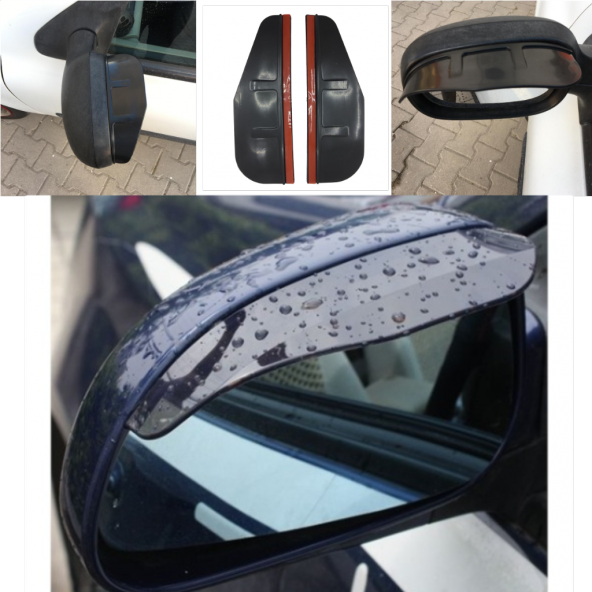 Universal Silikon Esnek Araç Oto Yan Ayna Yağmur Koruyucu Önleyici Yağmur Siperliği Siyah 2li Takım