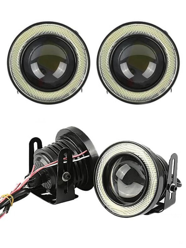 Üniversal Mercekli Angel Sis Farı Metal Su Geçirmez 76 mm Mavi Halkalı Angel Eyes - 2