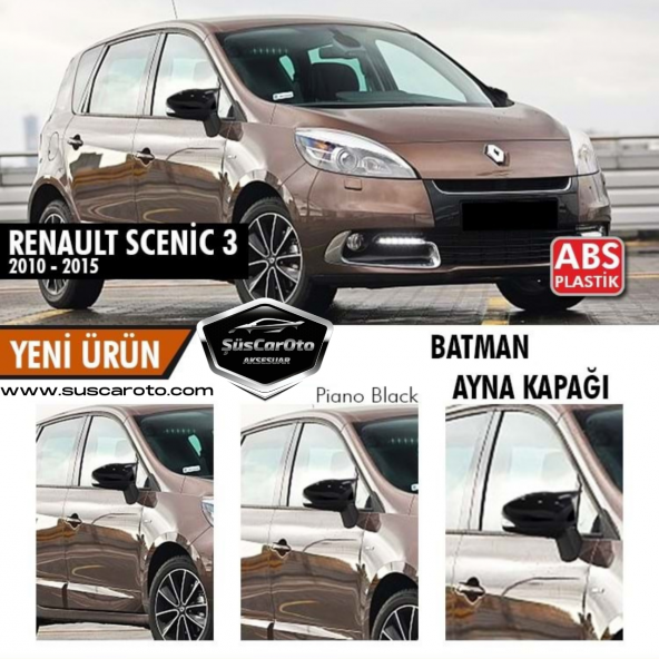 Renault Scenic 3 2010-2015 Batman Yarasa Ayna Kapağı Piano Black ABS Plastik