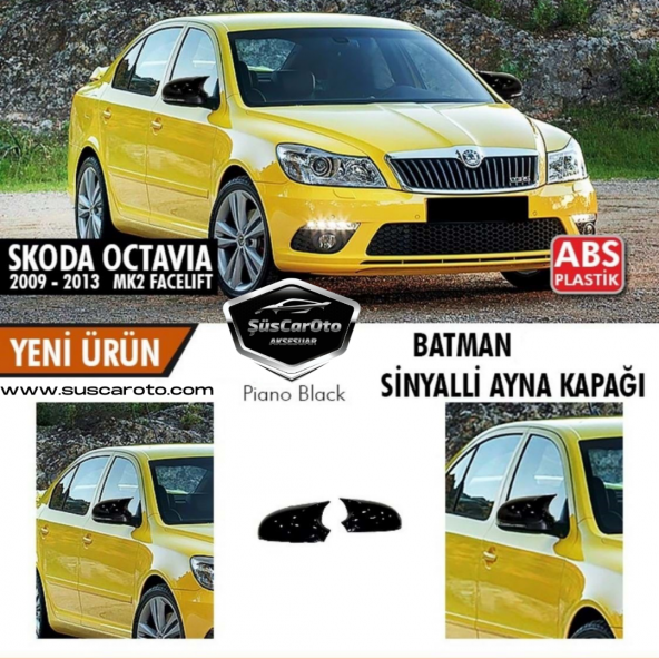 Skoda Octavia Mk2 A5 Facelift 2009-2013 Batman Yarasa Ayna Kapağı Piano Black ABS Plastik - 1