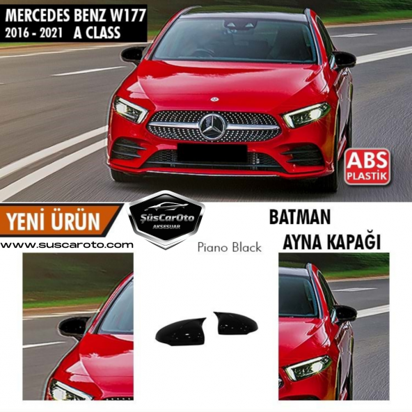 Mercedes A Class W177 2018-2021 Batman Yarasa Ayna Kapağı Piano Black ABS Plastik ürün görseli 1