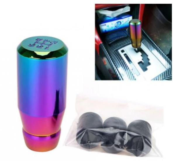 Üniversal Metal Spor Görünümlü Vites Topuzu Aparatlı Bukalemun Neo Krom Alüminyum Alaşım Manuel Yarış Vites Kolu