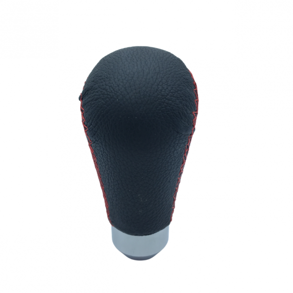 Üniversal Kırmızı Dikişli Deri Spor Görünümlü Vites Topuzu Aparatlı Manuel Vites Kolu - 5