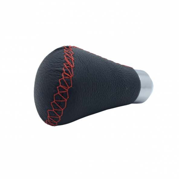 Üniversal Kırmızı Dikişli Deri Spor Görünümlü Vites Topuzu Aparatlı Manuel Vites Kolu - 6