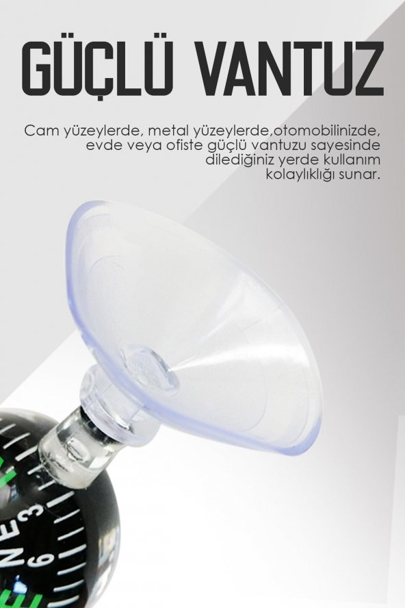 ŞüsCarOto Araç İçi Vantuzlu Pusula Seti Orta Boy 6lı Ayarlı Nostalji Renkli - 3