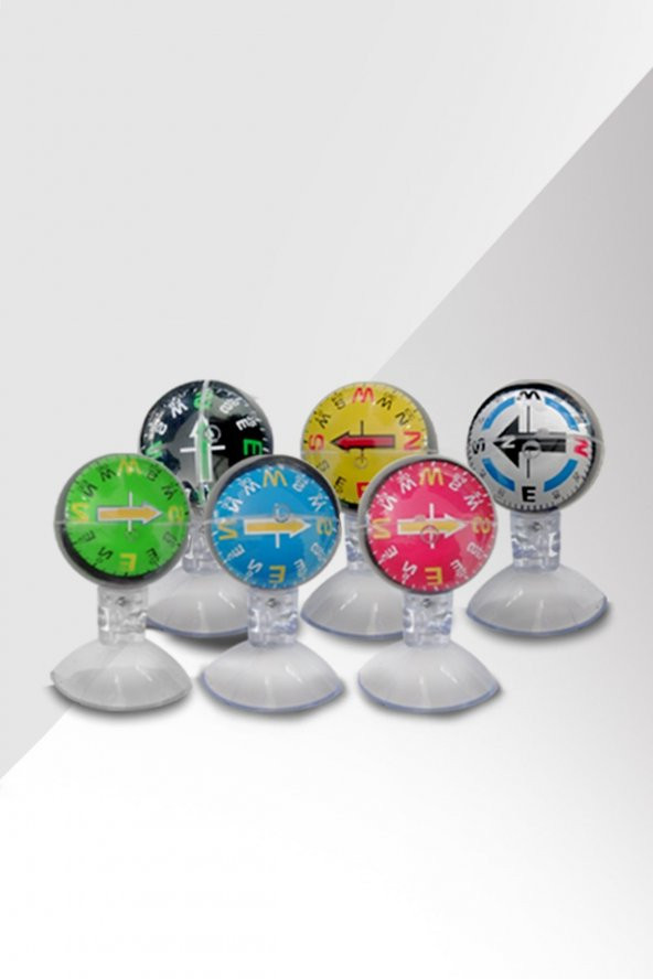 ŞüsCarOto Araç İçi Vantuzlu Pusula Seti Orta Boy 6lı Ayarlı Nostalji Renkli - 4