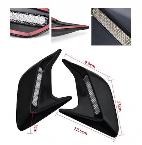 Üniversal Piano Black Kaput Çamurluk Venti Izgarası Sağ Sol 2 Adet Mini Scoop - 3