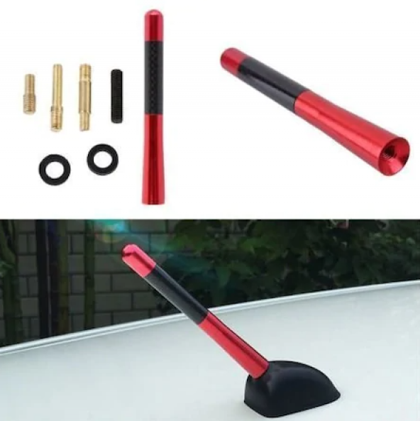 Araç Anten Karbon Desenli Spor Çubuk Metal Radio Anteni Gümüş - 5