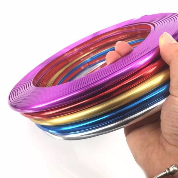 Araç Araba Oto Jant Fitili Metal Görünümlü Lastik Jant Trim Bandı Jant Şeriti 8 Metre Gold - 4