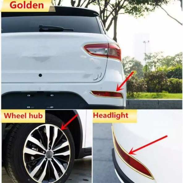 Araç Araba Oto Jant Fitili Metal Görünümlü Lastik Jant Trim Bandı Jant Şeriti 8 Metre Gold - 6