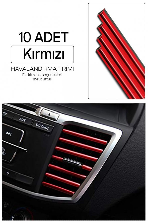 Araç İçi Klima Havalandırma Izgarası Dekoratif Şerit Trim Seti Kırmızı