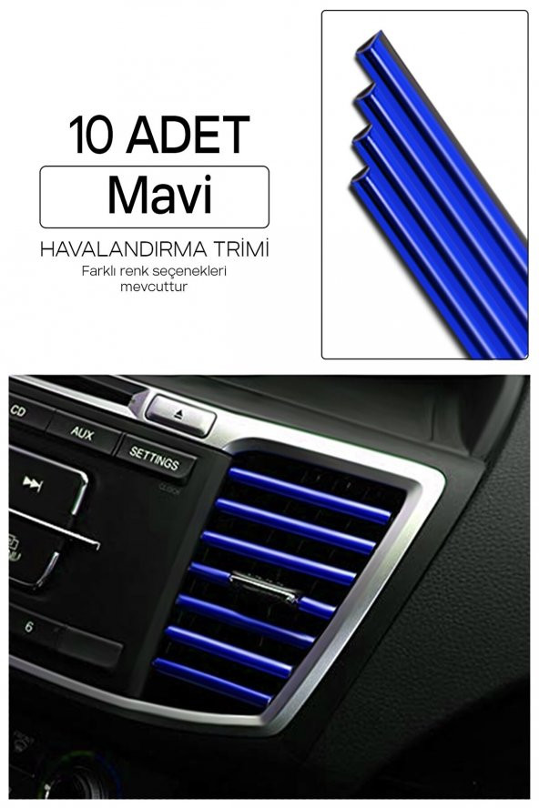 Araç İçi Klima Havalandırma Izgarası Dekoratif Şerit Trim Seti Mavi