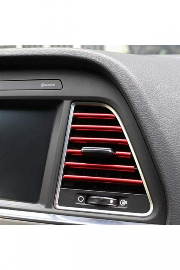 Araç İçi Klima Havalandırma Izgarası Dekoratif Şerit Trim Seti Kırmızı - 2