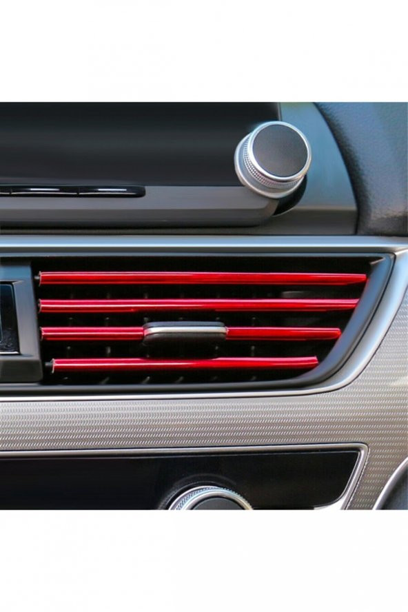 Araç İçi Klima Havalandırma Izgarası Dekoratif Şerit Trim Seti Kırmızı - 3
