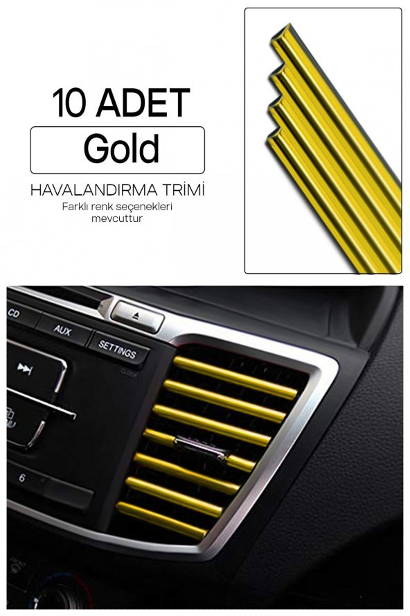 Araç İçi Klima Havalandırma Izgarası Dekoratif Şerit Trim Seti Gold