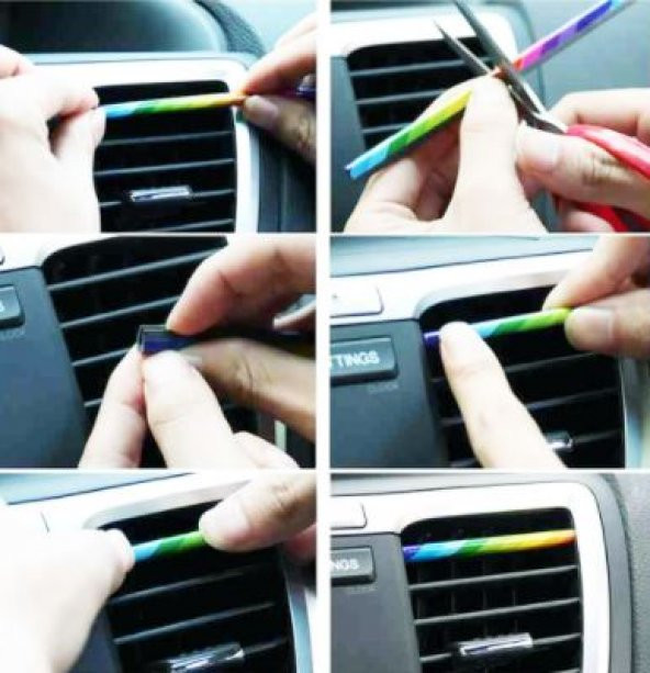 Araç İçi Klima Havalandırma Izgarası Dekoratif Şerit Trim Seti Gökkuşağı - 6