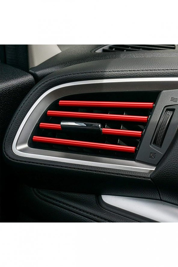 Araç İçi Klima Havalandırma Izgarası Dekoratif Şerit Trim Seti Kırmızı - 5