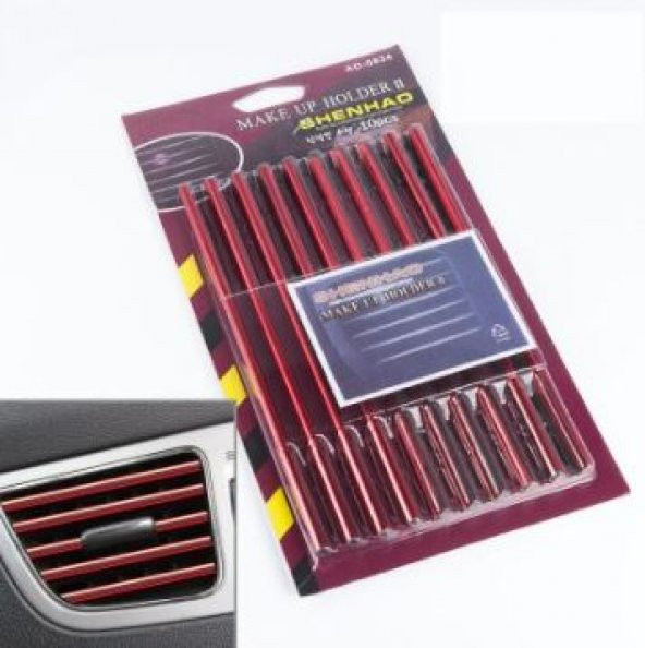 Araç İçi Klima Havalandırma Izgarası Dekoratif Şerit Trim Seti Kırmızı - 6