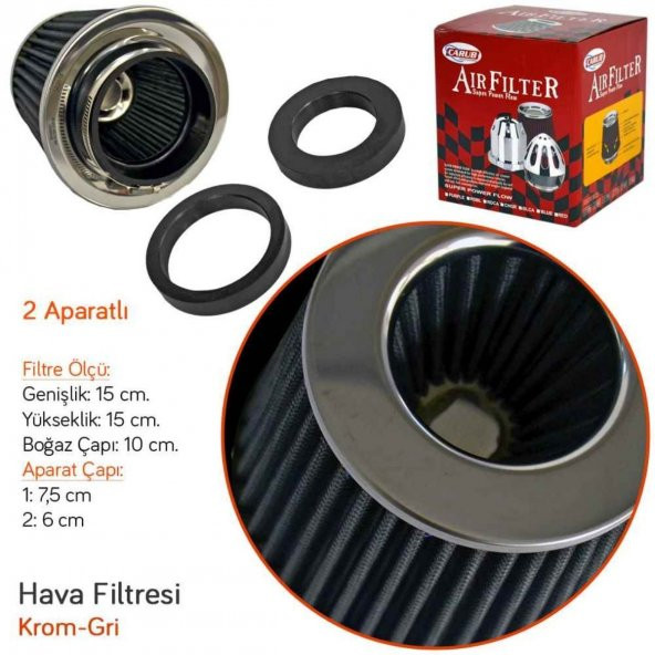Carub Performans ve Ses Arttırıcı Açık Hava Filtresi +6 Hp Açık Tip Gri Aparatlı Üniversal - 2